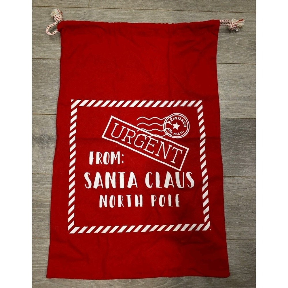 NEW Letters to‎ Santa Claus Red Canvas Large Bag 30" X 20"